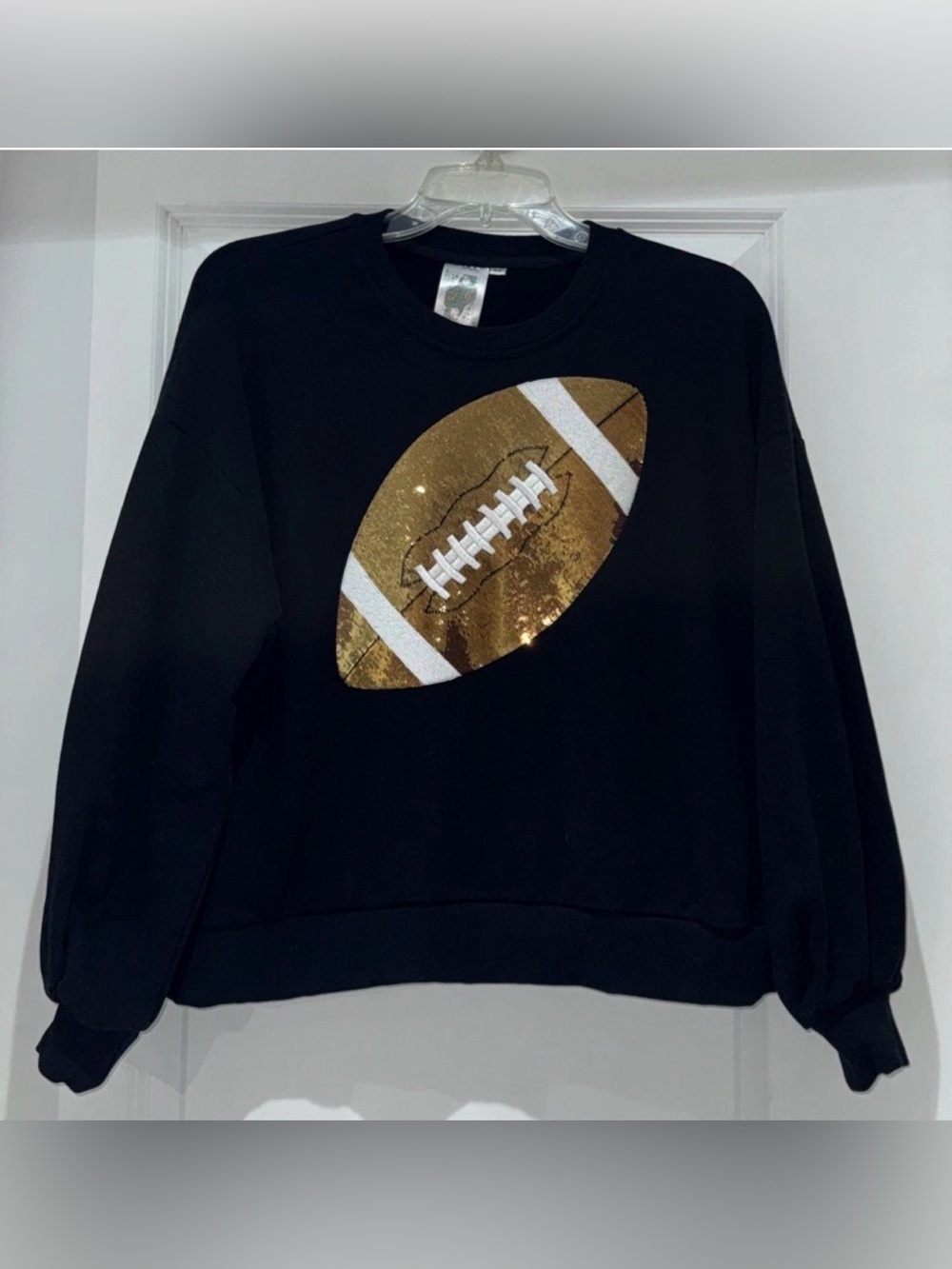 🏈Queen Of Sparkles XS (Oversized) Sequined Football Sweatshirt EUC
